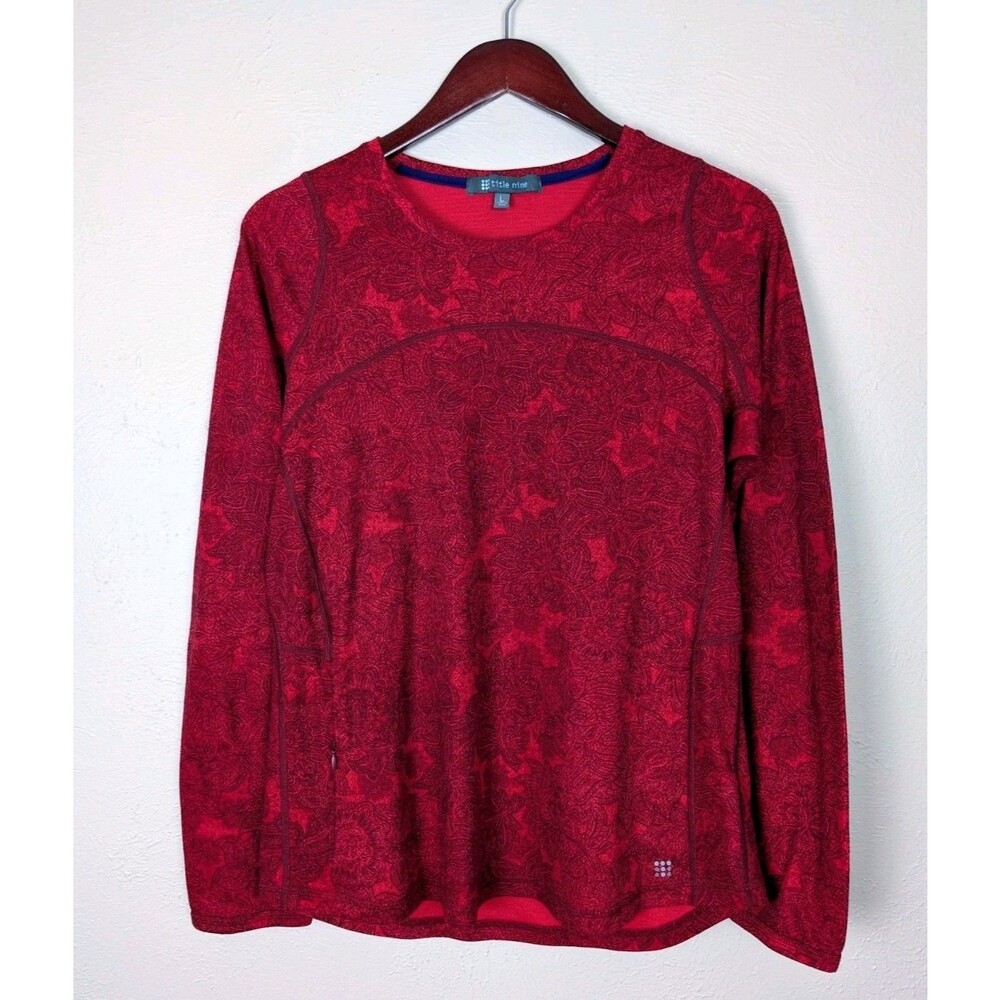 Title Nine Sheell Long Sleeve Wool Blend Floral Print Tee Top Shirt